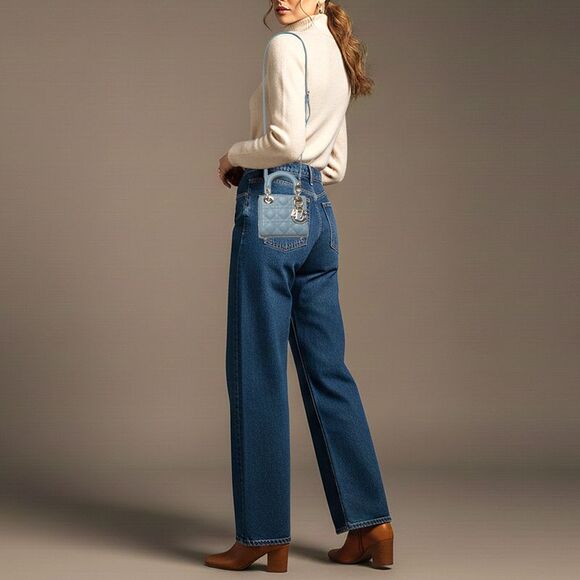 Dior Lady Dior Micro Light Blue Cannage Leather Tote - Picture 2 of 7